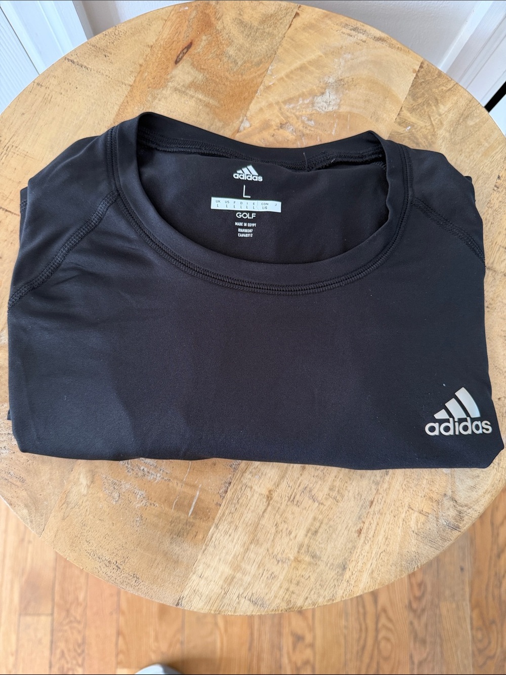 adidas Black Performance Golf Long Sleeve Tee with Logo